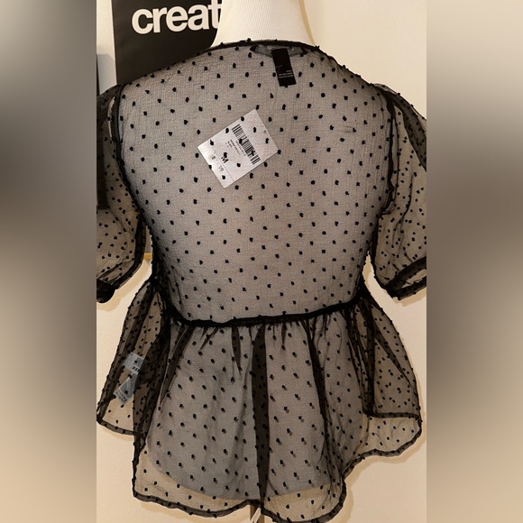 FOREVER 21 - BLACK SHEER PEPLUM BLOUSE ✨ - Picture 5 of 5